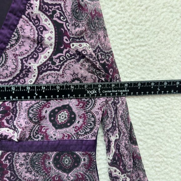 Y2K Vintage Silk Mesh Babydoll Blouse Top 6 M Medium Purple Paisley Boho Grunge - Picture 6 of 8